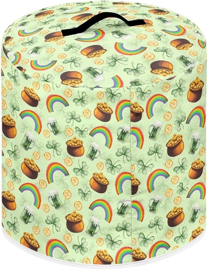 Green Hat Rainbow Gold Coin Print Kitchen Appliance Cover, St. Patrick's Day Theme, 3 Quart, Polyester, Not Water Resistant