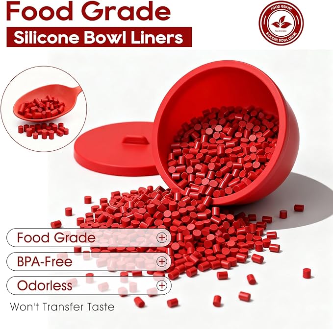 Silicone Bowl Liners for 5 Qt KitchenAid Mixers,3 Liners with Lids,Compatible with Stand Mixers,Non-Stick,Dishwasher Safe,Kitchen Accessory,White&Red&Black