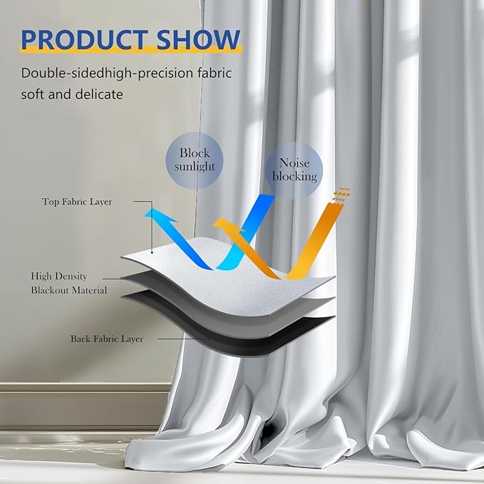 Room Divider Blackout Curtain Track Curtains Wall Dividers Panels Screen for Living Rooms Bedroom Office Privacy Partition Separation, W150 × L96 Inch,1 Panel, White