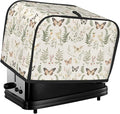 2 Slice Toaster Cover for Kitchen Botanical Wildflower Leaf Butterfly Waterproof Dustproof Toaster Dust Cover with Side Pockets Decorative Universal Cover for Wide Slot Toasters Small Appliances