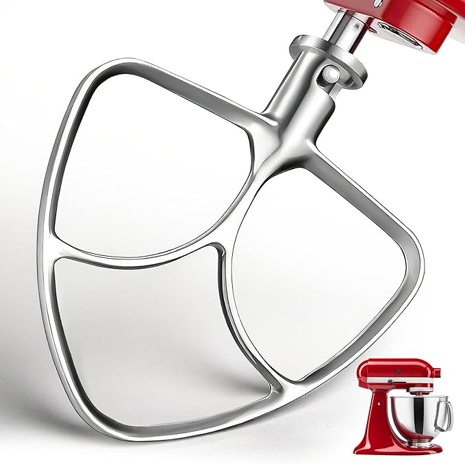 Stainless Steel Flat Beater for KitchenAid 4.5 & 5.0 Qt Tilt-Head Mixer, Paddle Attachment for K45SS, Dishwasher Kitchen Aid Paddle Replacement Attachment