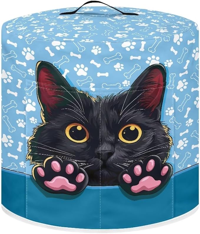 TODIYADDU Black Cat Paw Print Pressure Cooker Cover for Women Trendy Instant Pot Cover with Top Handle and Pocket Kitchen Appliance Cover Dust Cover for 3 Quart Instant Pot and Extra Presents, M