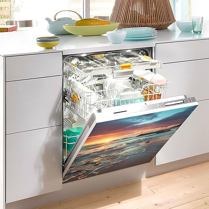senya Dishwasher Magnet Cover Panel for The Front Foamy Waves Dish Washer Door Sticker
