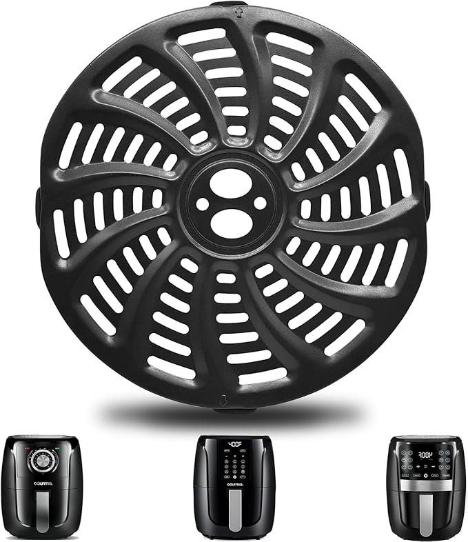 GWY Air Fryer Grill Pan for Gourmia GAF536 GAF556 GAF566 5QT Air Fryer, 8.8''×8.4'' Nonstick Air Fryer Replacement Tray Parts Rack Basket Accessories Grill Plate Crisper Plate with Rubber Bumpers