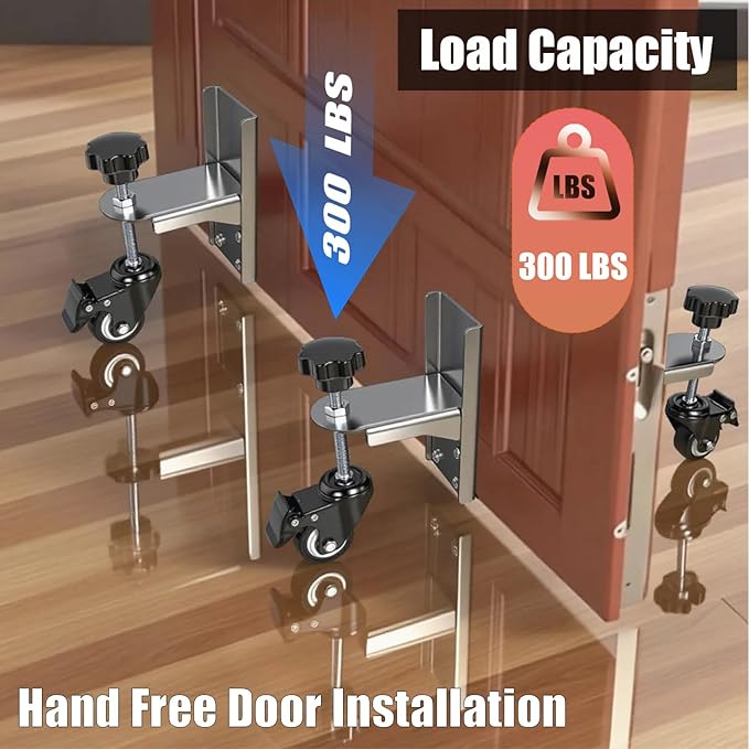 Door Installation Tool Kit, Heavy Duty Door Lifter Dolly with Rotating for 0.8 to 2.4 inch Pre-Hung, Slab, and Front Doors, Steel Door Dolly Installation Tools Used for Commercial & Residential Use