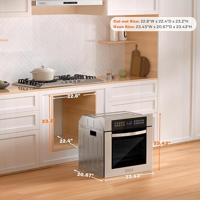 Empava 24" 10 Cooking Functions W/ Rotisserie Electric LED Digital Display Touch Control Built-in Convection Single Wall Oven EMPV-24WOC02