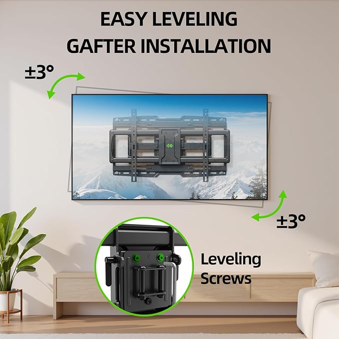 USX MOUNT UL Listed Heavy Duty TV Wall Mount for 42-97" TVs up to 150lbs with 8" Sliding Design, Ultra-Large TV Mount Bracket for up to 24" Studs with Swivel, Tilt & Leveling, Max VESA 600x400mm