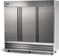 PEAKCOLD 3 Door Commercial Refrigerator - 72 Cubic Ft, 81" Wide Stainless Steel Reach-In Commercial Refrigerator with White Internal Lighting - Freestanding Industrial Fridge