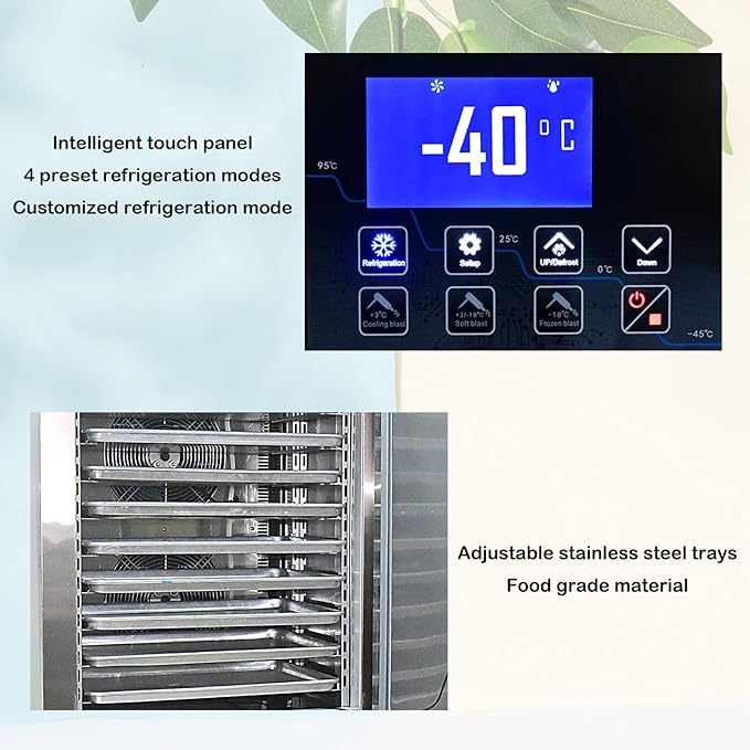Kolice Commercial Heavy Duty 15 Trays Bakery Shock Freezing Blast Chiller & Freezer, Chest Freezer, Frozen Dough Blast Fridge for Hotel,Restaurant,Bakery -Lowest Temp. -40°F(-40°C) (15 trays)