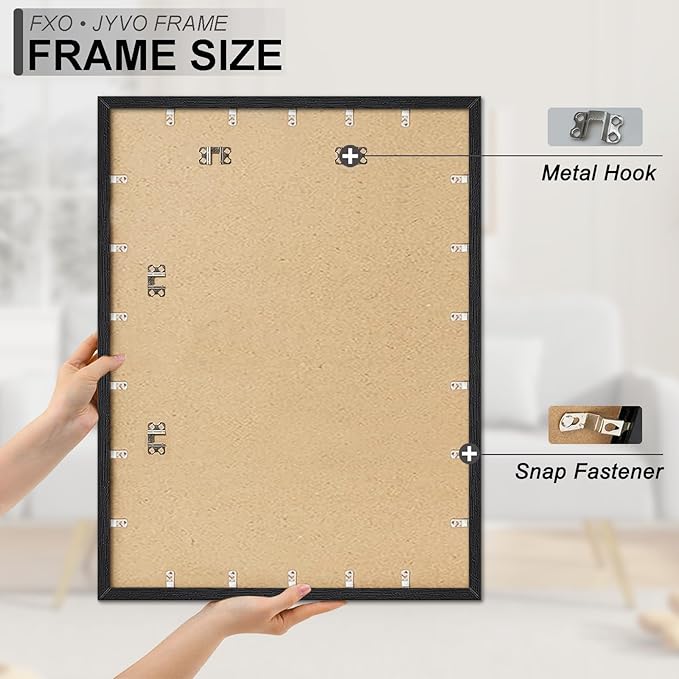 Engineered Wood 30 x 40 Frame Set of 2, Black Picture Frame for 30x40 Inch Poster Puzzle Photo, Light Weight 30by40 Poster Frame with Wood-grain for Wall - 2 Pack/Black/30 x40