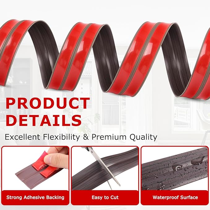 Flexible Wall Corner Protector Moulding Trim Peel and Stick Wall Corner Guards Edge Protector Self Adhesive Molding Trim Strip for Edge Ceiling (Dark Walnut Wood Grain, 0.8 in x 20 Ft)