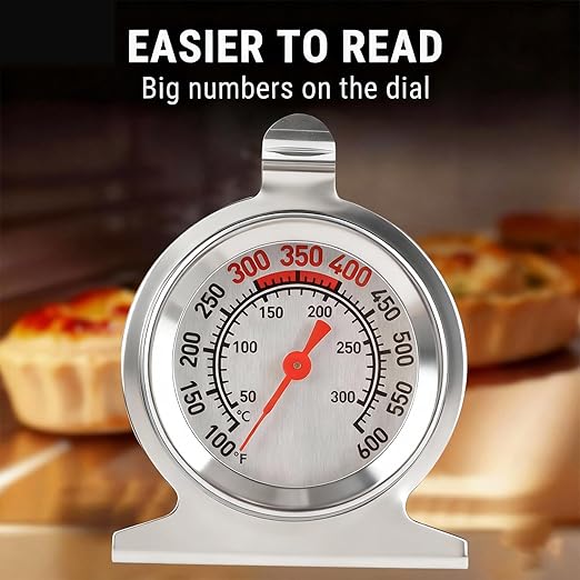 CloudHand Oven Thermometer 50-300°C/100-600°F Electric/Gas Oven Temperature Gauge Baking Thermometer Stainless Steel Instant Read Thermometer for Cooking