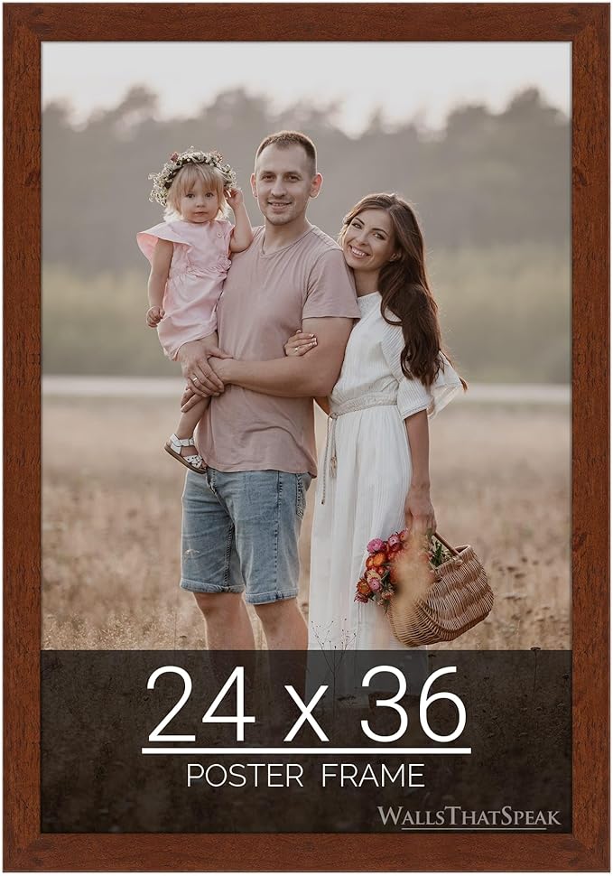 wallsthatspeak 24x36 Dark Walnut Rustic Pine Picture Frame for Puzzles Posters Photos or Artwork