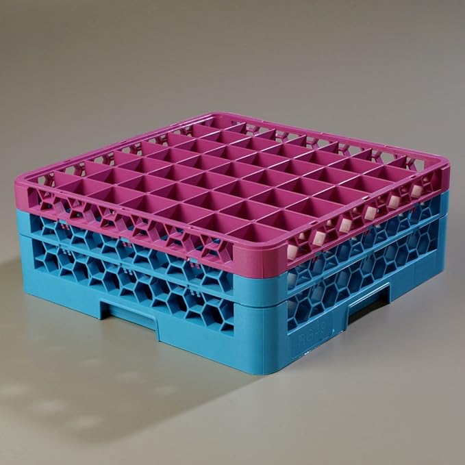 CFS OptiClean 49-Compartment Glass Rack with 2 Extenders Lavender
