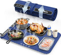 Food Warming Mat, Rapid Heating Electric Warming Tray with 9 Temp Setting and 6 Hours Timer,Foldable Warming Trays for Food, Portable Food Warmers for Parties Buffet, Blue
