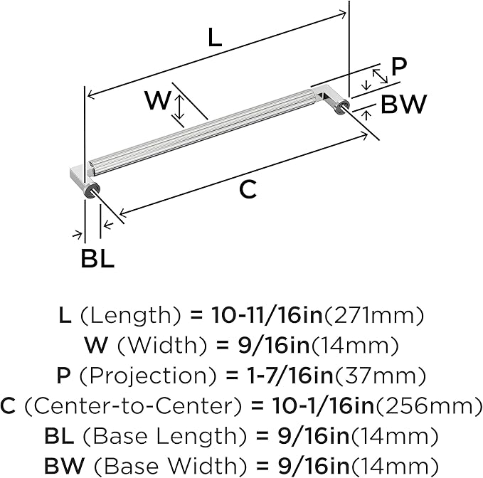 Amerock Ballard 10-1/16 inch (256mm) Center-to-Center Polished Chrome Cabinet Pull, BP3764826