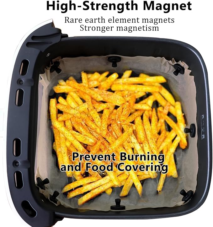 Air Fryer Liner Silicone Full Enclosed Magnets,100% BPA FREE Waterproof Rust-proof & High-Resistant for Air Fryer Paper, Secures Disposable Paper Liner Safely Prevents Burning & Food Covering -8pcs