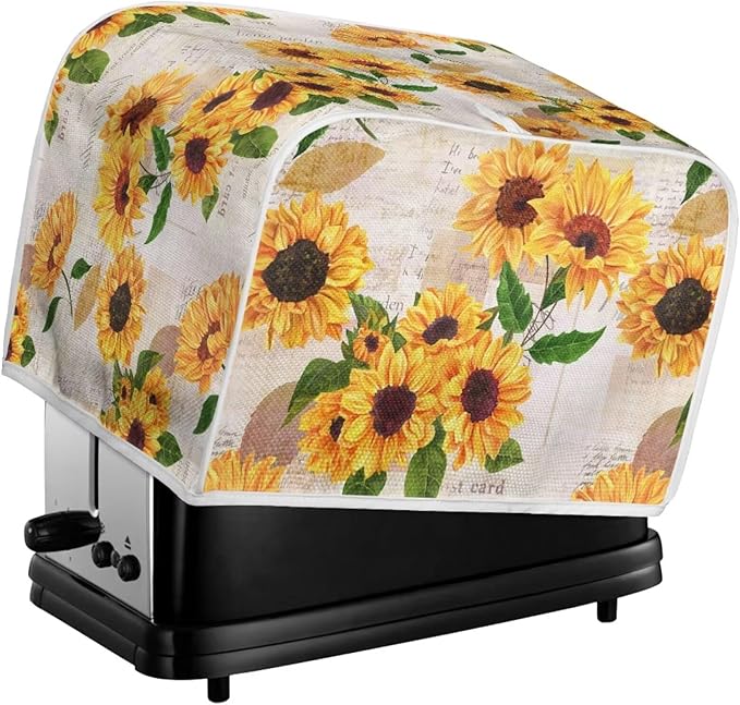Vintage Sunflower Print Toaster Cover 4 Slice Dustproof Covers Small Appliance Cover Bread Maker Covers Dust Protection Kitchen Accessories