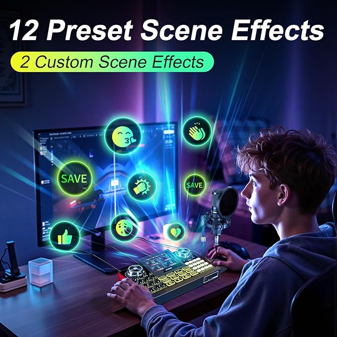Podcast Microphone Bundle with Live Sound Card Audio Mixer, Podcast Equipment Bundle Sound Board with 3.5mm Condenser Microphone(P15) for Pc/Phone Live Streaming Singing Gaming,Voice Changer, Denoise