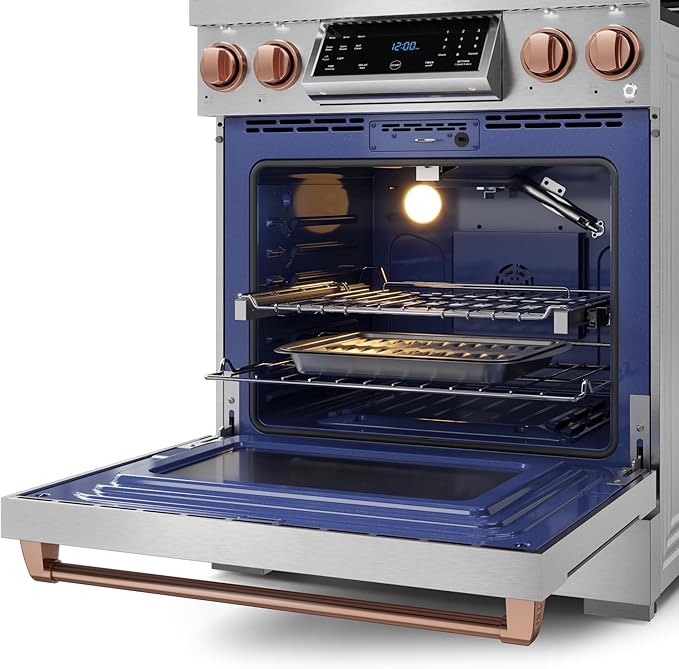 Gordon Ramsay by THOR Kitchen 30 Inch Professional Liquid Propane Range with Tilt Panel Touch Control in Stainless Steel/Rose Gold