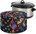 Dachshund Dog Paw Print Slow Cooker Dust Cover with Storage Pocket and Handle Easy to Use Kitchen Appliances Accessory Rice Cooker Cover Fit Most 6/7/8 Quart Air Fryer