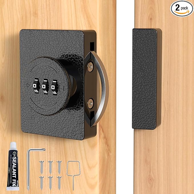 Keyless Combination Cabinet Lock, Anti-Pry 3-Digit Security for Swinging/Sliding Door, Drawer, Cupboard, Locker, Closet, Child Safety, Easy Installation (Black, 2 Pack)