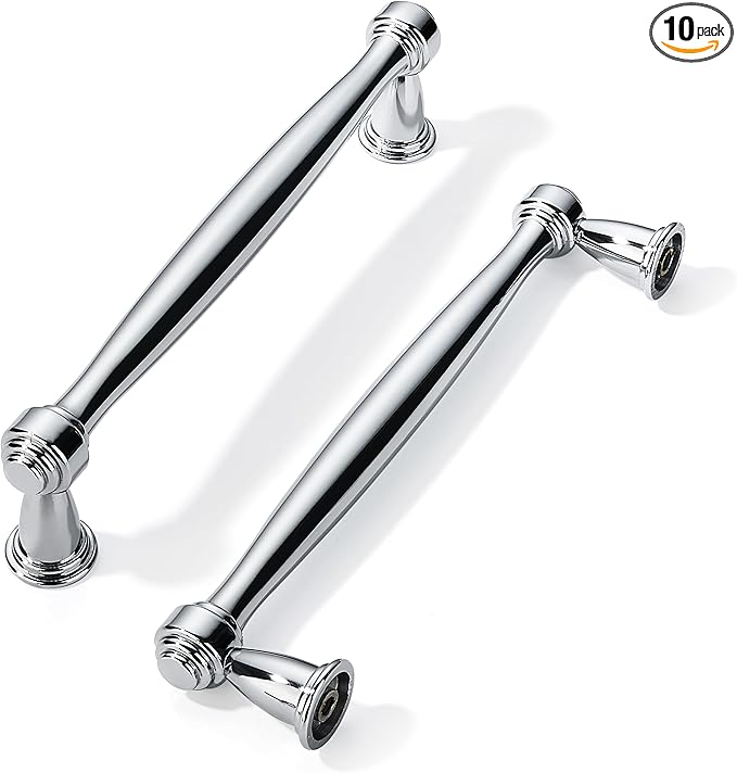 khtumeware 10 Pack 5 Inch(128mm) Vibrant Polished Chrome Cabinet pulls Kitchen Cabinet Handles Kitchen Cabinet Hardware for Cupboard Drawer Handles Dresser Pulls