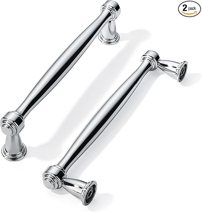 khtumeware 2 Pack 3-3/4 Inch(96mm) Vibrant Polished Chrome Cabinet pulls Kitchen Cabinet Handles Kitchen Cabinet Hardware for Cupboard Drawer Handles Dresser Pulls