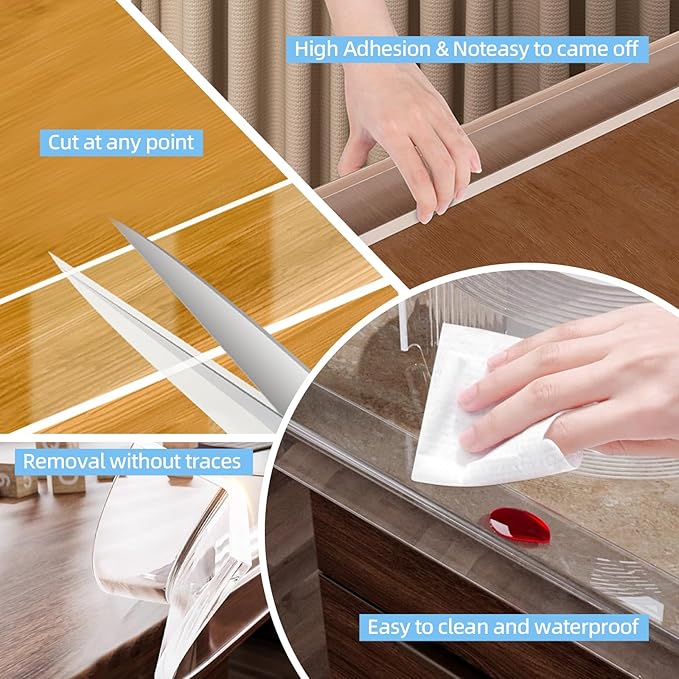 Edge Corner Protector Baby Proofing,Soft Clear Furniture Table Corner Guard & Edge Safety Cabinet Door Bumper,Crib Bumpers,Wall Protector,6.6ft(Width 0.8 in，Thickness 0.08 in)