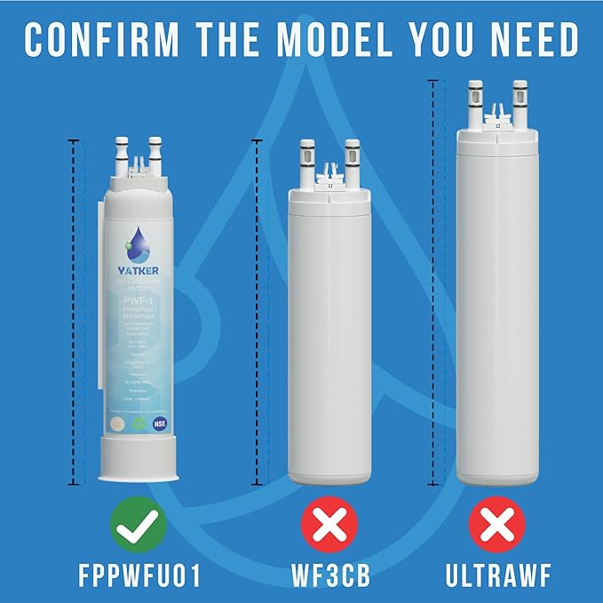 FPPWFU01 Water Filter Replacement, Compatible With Electrolux EPPWFU01 PureAdvantage PWF-1, Frigidaire FPPWFU01 PurePour PWF-1, 2 Pack