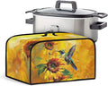 Sunflower Hummingbird Slow Cooker Dust Cover Holder - Rose Kitchen Appliance Cover with Pockets - Perfect for Holidays and Gifts