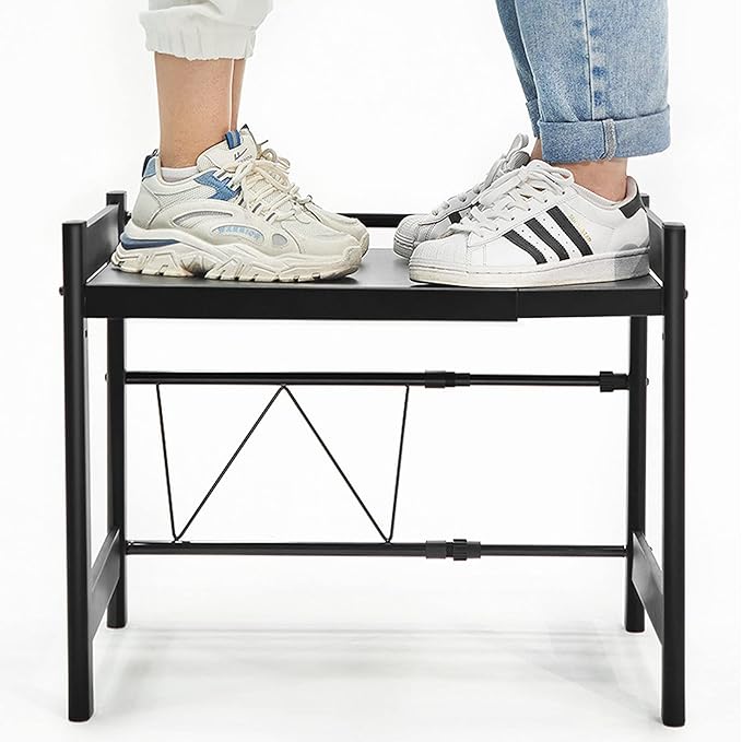 Microwave Storage Rack Microwave Oven Rack, 2 Tier Kitchen Countertop Storage Shelf Free Standing Toaster Organizer Metal Baker Workstation Shelving Stand/Teles
