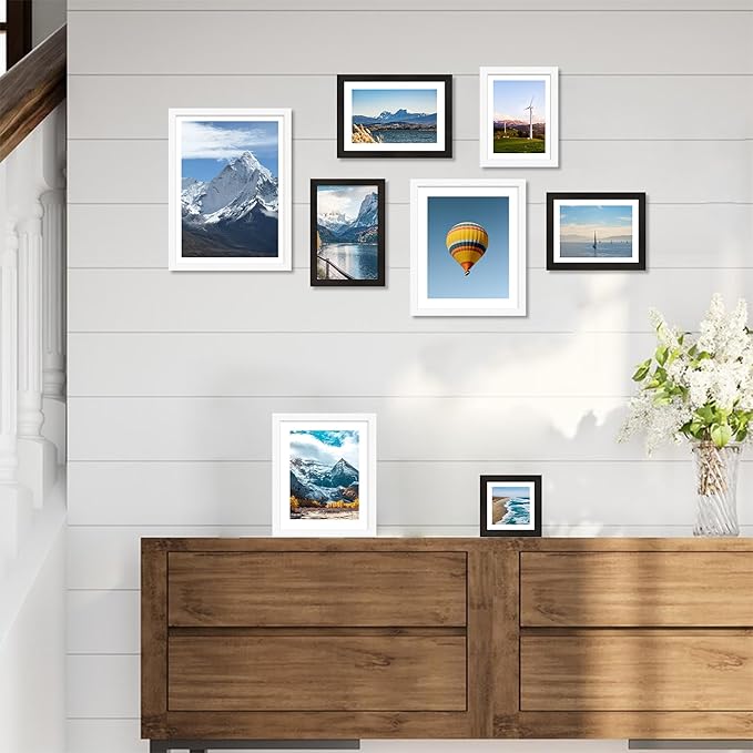3.5x5 Picture Frame Set of 3 - Made of Real Glass and White Wooden Frame, 3.5 by 5 small Photo for Wall or Tabletop Display