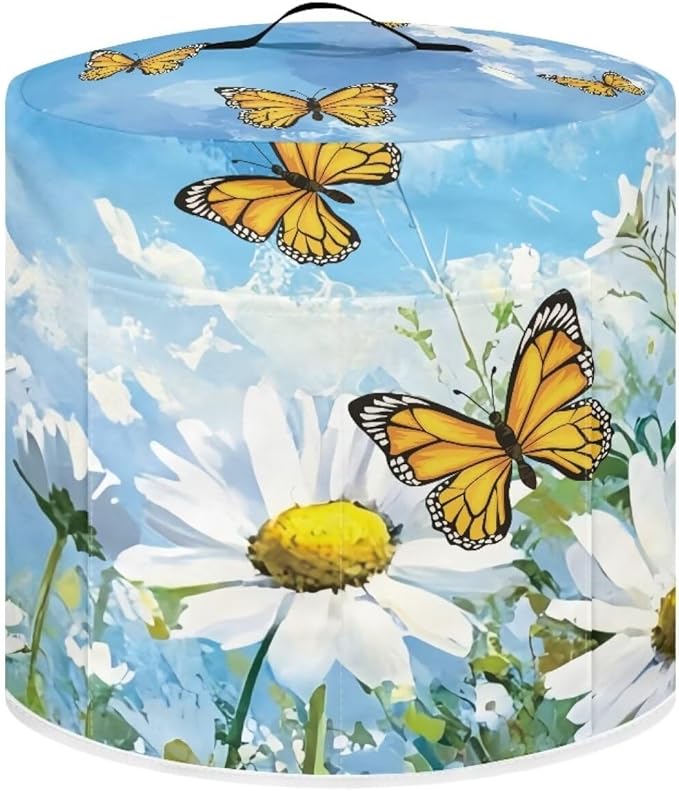 Daisy Butterfly Dust Cover Instant Pot and Extra Accessories Dust Proof Easy to Clean Pressure Cooker Cover Electric Appliance Cover Air Fryer Accessories with Storage Pocket Size M