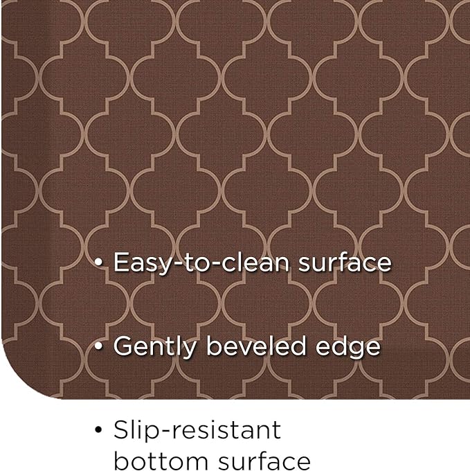 NewLife by GelPro Anti-Fatigue Designer Comfort Kitchen Floor Mat, 20x32”, Trellis Walnut Stain Resistant Surface with 3/4” Thick Ergo-foam Core for Health and Wellness