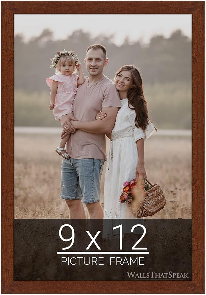 wallsthatspeak 9x12 Dark Walnut Rustic Pine Picture Frame for Puzzles Posters Photos or Artwork