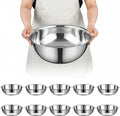 10 Pcs Stainless Steel Mixing Bowls Metal Mixing Bowls Extra Large Basin Salad Bowl with Deeper Edge, Dishwasher Safe, Mirror Finish for Home and Commercial, Silver (14 Inch 8 Qt)
