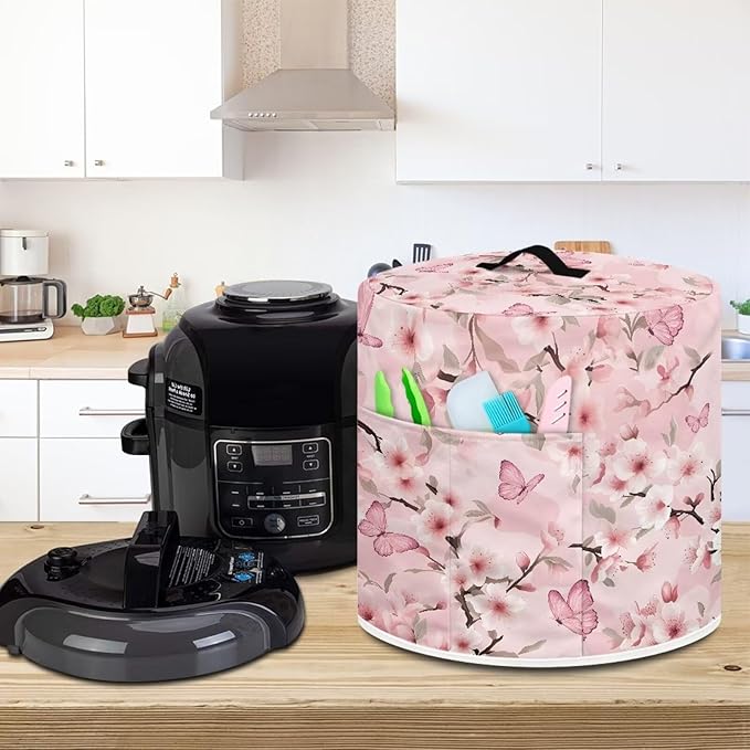 Flashideas Pink Flower Dust Cover Compatible with 6 qt Instant Pot and Extra Accessories, for Electric Pressure Cooker Rice Cooker and Air Fryer Insulated Protector Cover Keep Appliance Clean