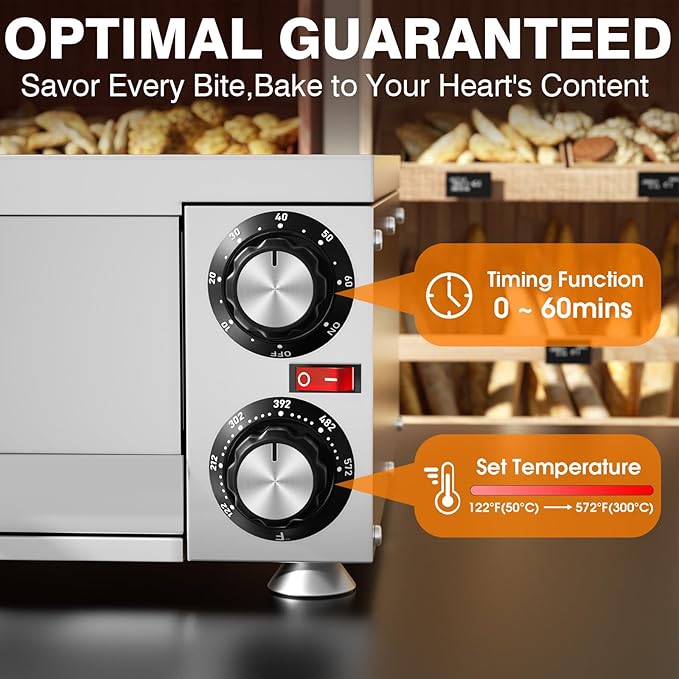 PYY Pizza Oven Indoor Electric Countertop Commercial Pizza maker with Crumb Tray Stainless Steel Pizza Cooker Machine for Home