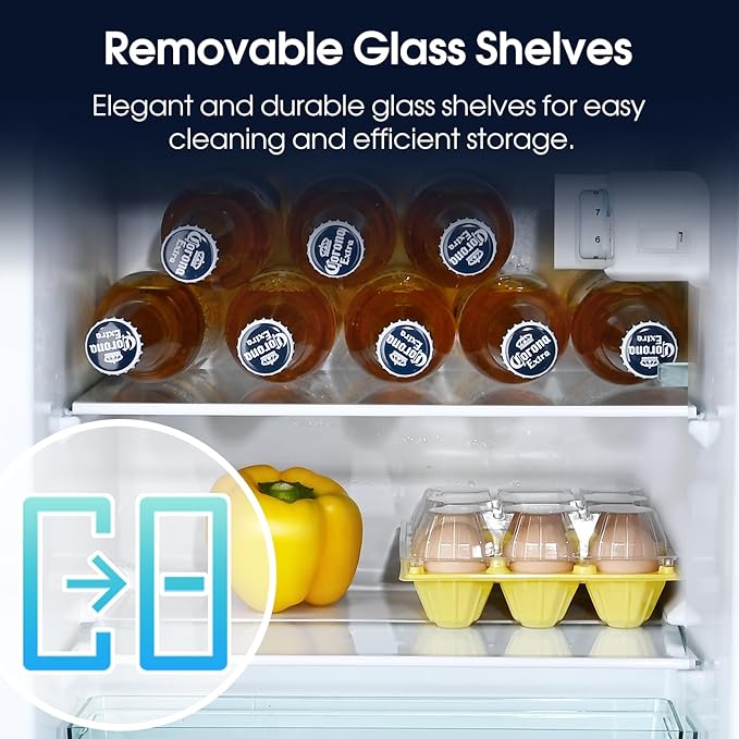 3.2 Cu.Ft Fridge with Freezer, Double Door Refrigerator with Freezer, Temperature Control, Adjustable Shelves, Fridge for Office, Bedroom, Dorm, Garage, RV