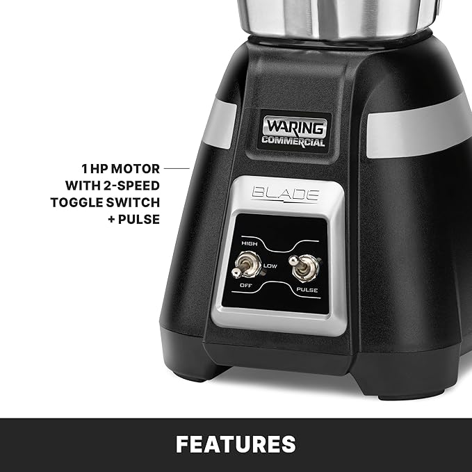 Waring Commercial BB300S 1-Hp bar Blender, Black 48 oz