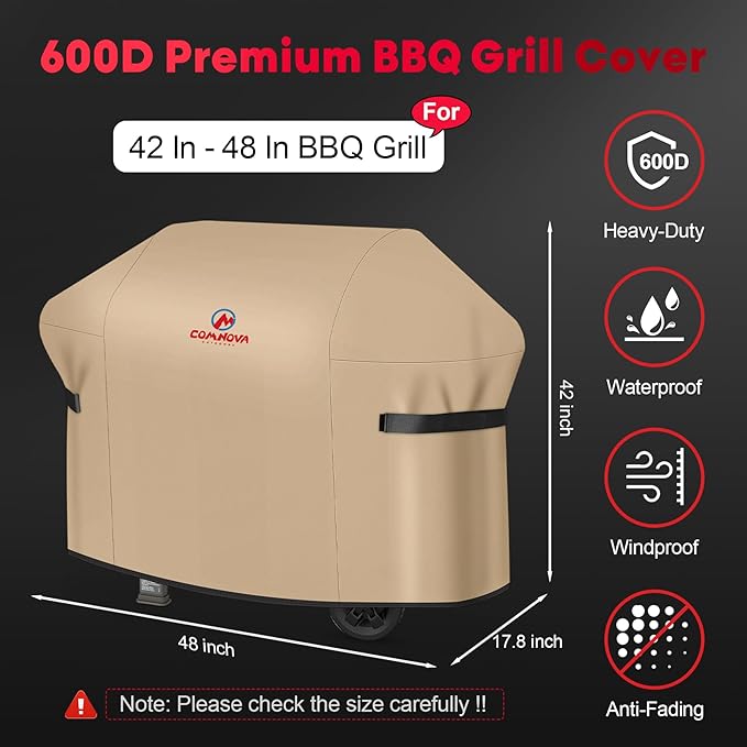 Comnova Grill Cover 48 Inch - 7138 BBQ Grill Cover for Weber Spirit 2 Series Gas Grill Heavy Duty and Waterproof, Outdoor Barbecue Cover for Weber Spirit II 200, Spirit 200, Spirit II E210