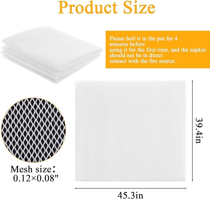 6Pcs Rice Net, 45.3"×39.4" Sushi Rice Cooking Net, Non-Stick Rices Cooker Napkin, Reusable Napkin Fine Mesh Cooking Steam Cloth, Bamboo Steamer Mat Cloth for Home Restaurants Camping