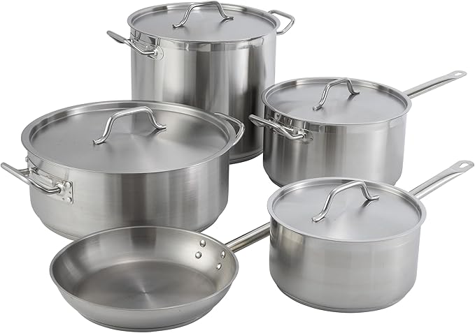 Winco Heavy-Duty Stainless Steel Sauce Pan with Cover, 3.5 Quart