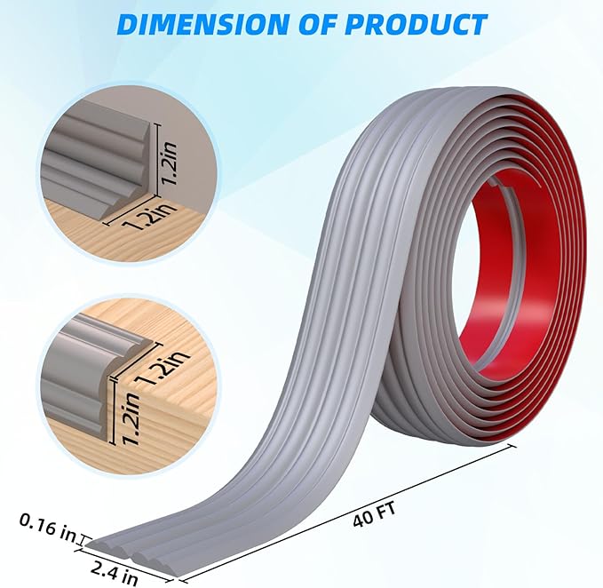 40FT Flexible Wall Corner Protector Moulding Trim, Peel and Stick Inside & Outside Wall Corner Guards Edge Protector,Self Adhesive Molding Trim Strip for Edge Ceiling