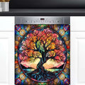 Tree of Life Dishwasher Magnet Cover Tree of Life Glass Dishwasher Decorative Cover Front Dishwasher Door Cover Reuseable Dishwasher Cover for Kitchen Refrigerator Home Appliances 23" X 26"
