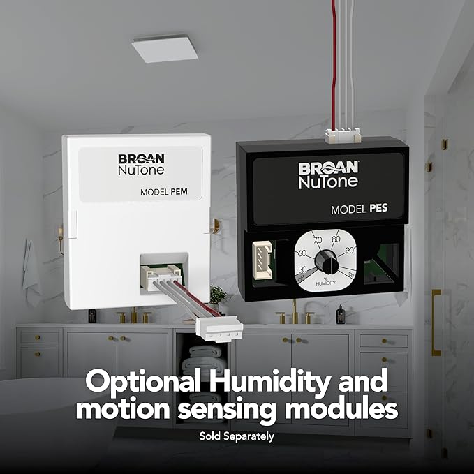EVOLVE Premium Bathroom Exhaust Fan w/Light and Continuous Run, 50-80-110 Selectable CFM