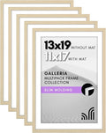 Americanflat 13x19 Picture Frame with Polished Plexiglass - Set of 5 - Use as 11x17 Frame with Mat or Display 13x19 Photo Without Mat - Galleria Collection - Picture Frames for Wall - Natural Oak