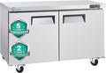 60" Commercial Double Door Worktop Refrigerator, 17 Cu.ft Stainless Steel Prep Table Fridge, R290 Heavy-Duty Undercounter Cooler