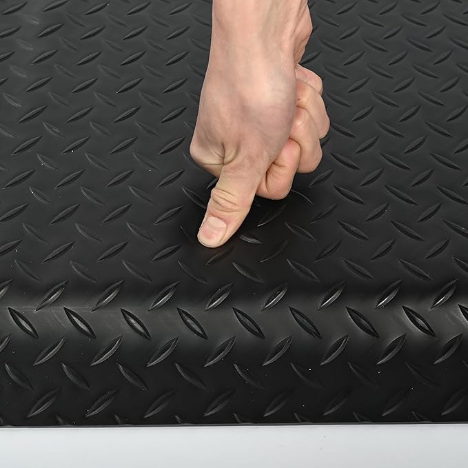 Nisorpa Anti Fatigue Mats Industrial 3' x 5' Ergonomic Standing Mat 15/16" Extra Thick Cushioned Shop Floor Mats Kitchen Mats Heavy Duty Commercial Diamond Plate Support for Leg & Back Pain, Black